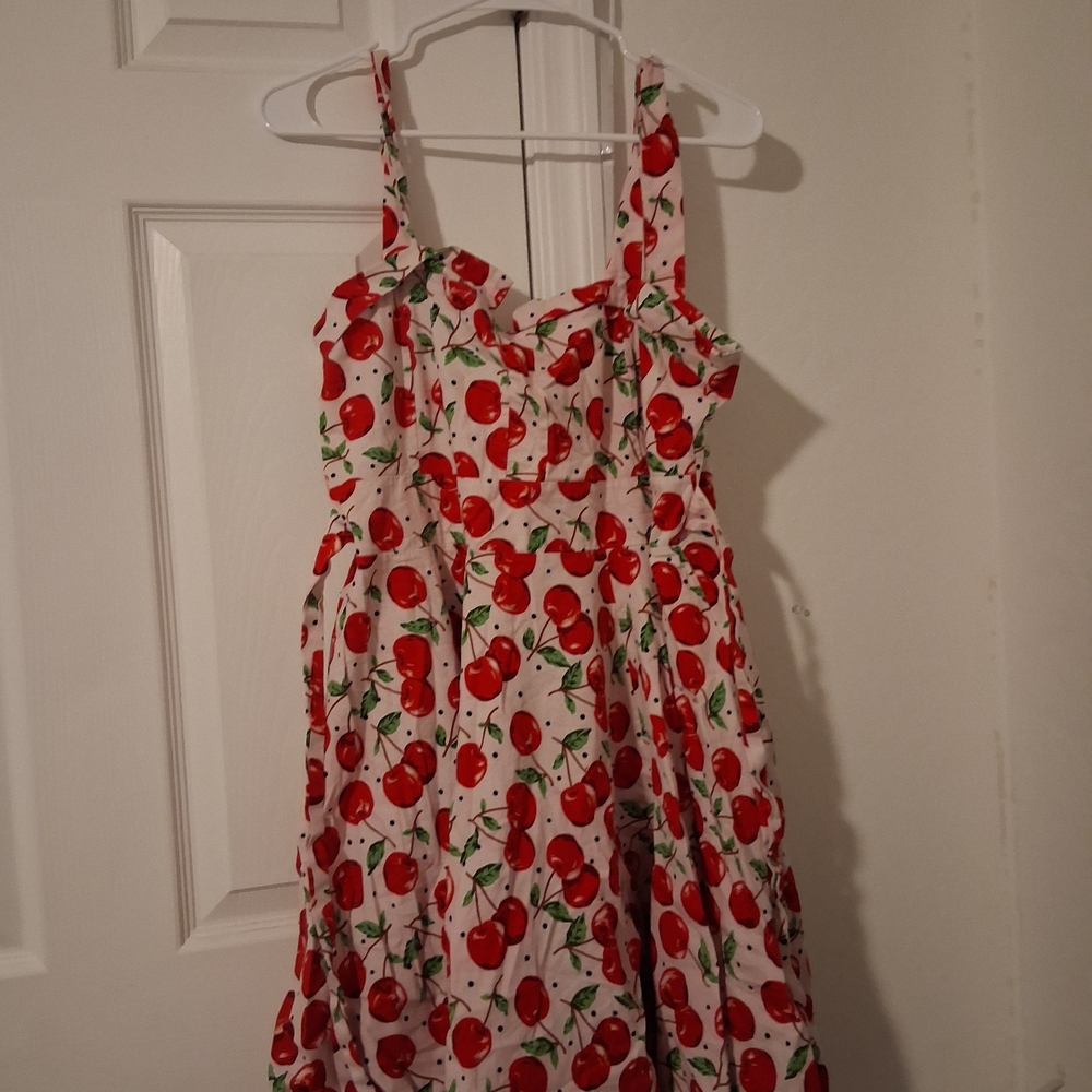 Girls White Cherry Print Sundress